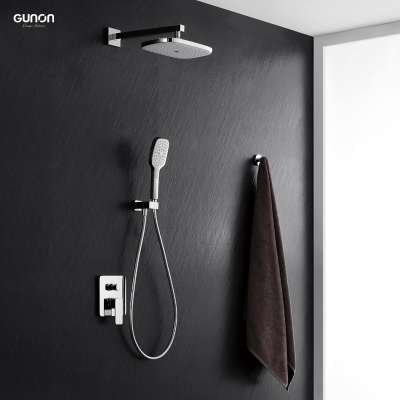 Hotel project shower head system chrome faucet set solid brass  rain mixer  concealed shower